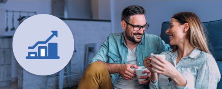 happy couple drinking coffee